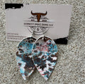 Teal Cowhide Pinch Earrings