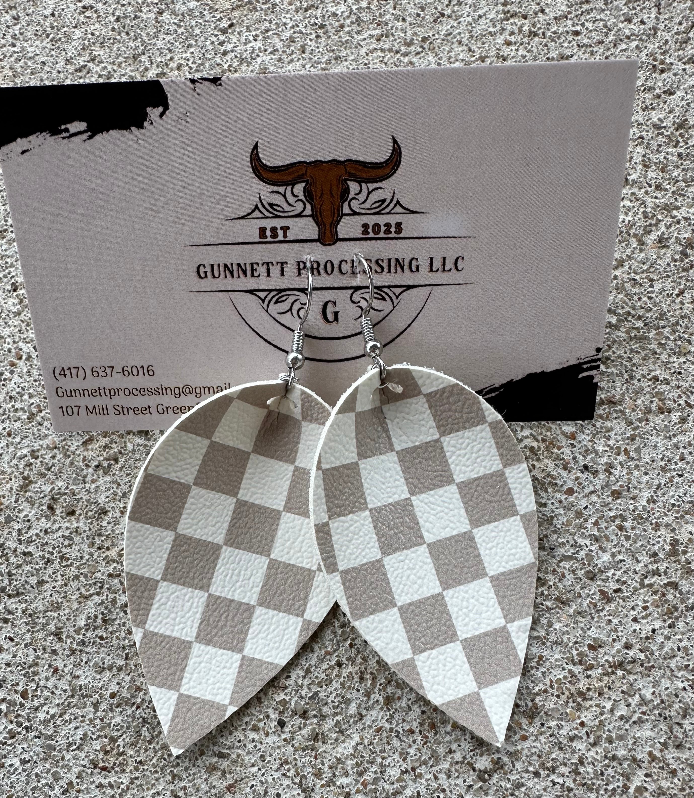 Gray Checkered Pinch Earrings